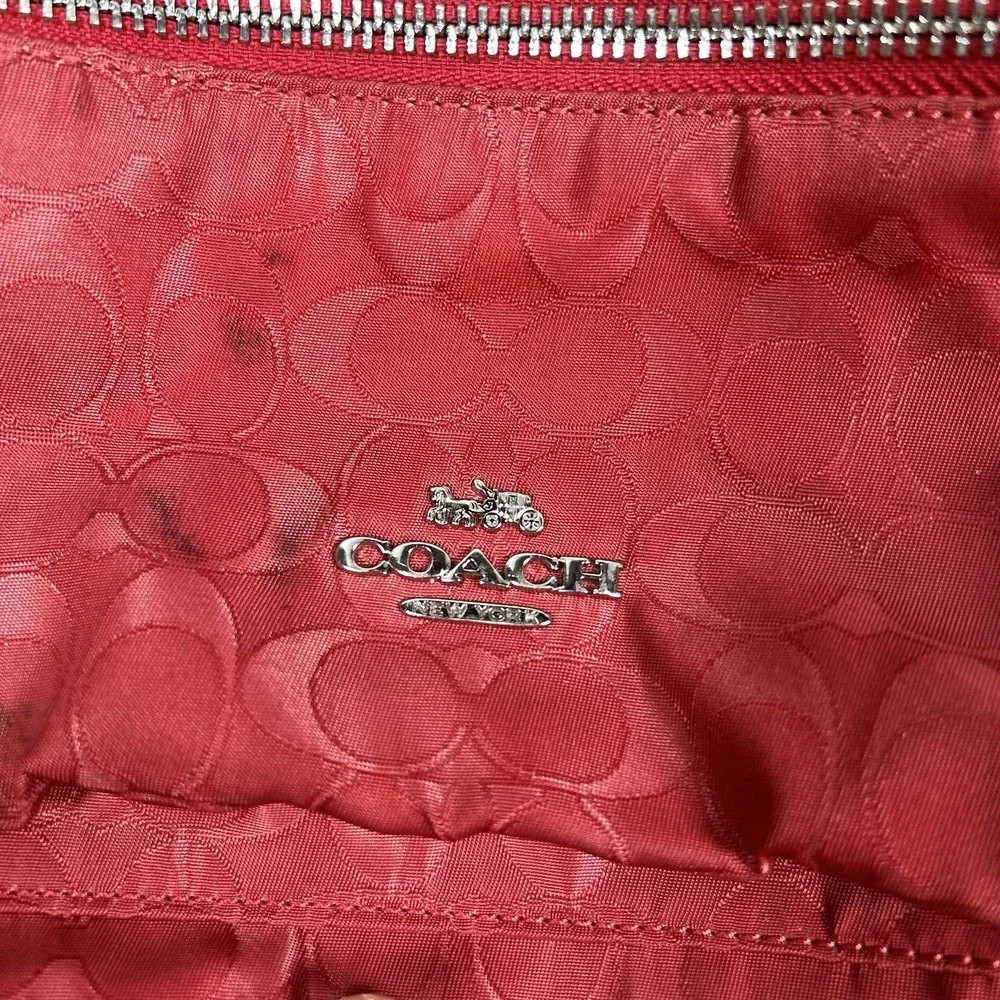 Coach Red Canvas Leather Backpack with Zipper Accents‎ Gold Hardware READ